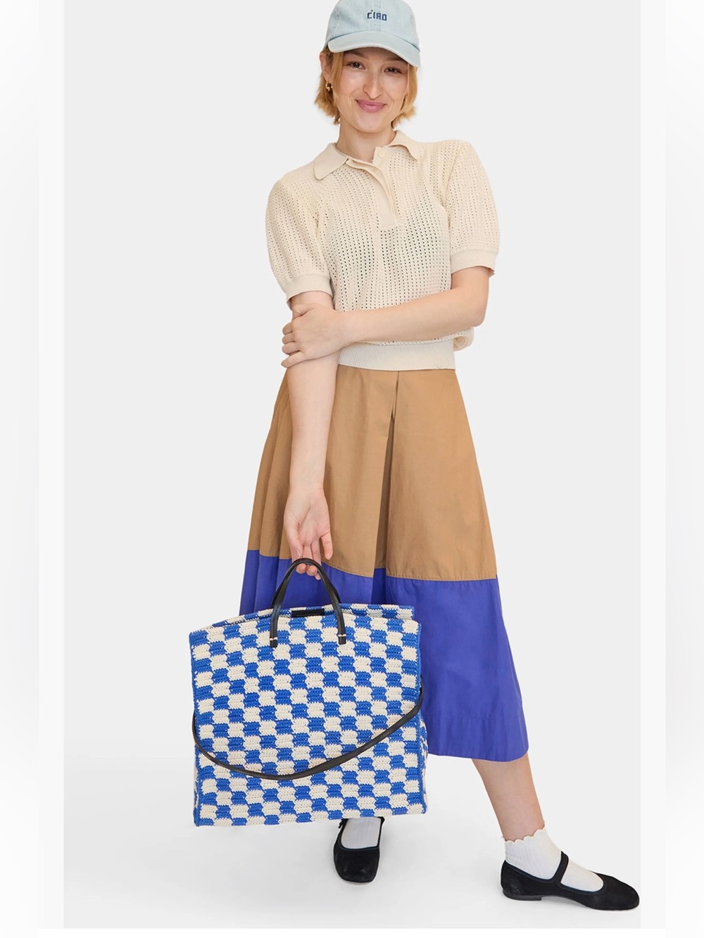Clare V Summer Simple Tote Blue & white